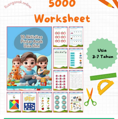 Printable Aktivitas Anak Usia 3-7 Tahun